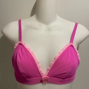 Parade Brand Bright Pink Light Pink Ruffle Mesh Triangle Bra Bralette Size Small